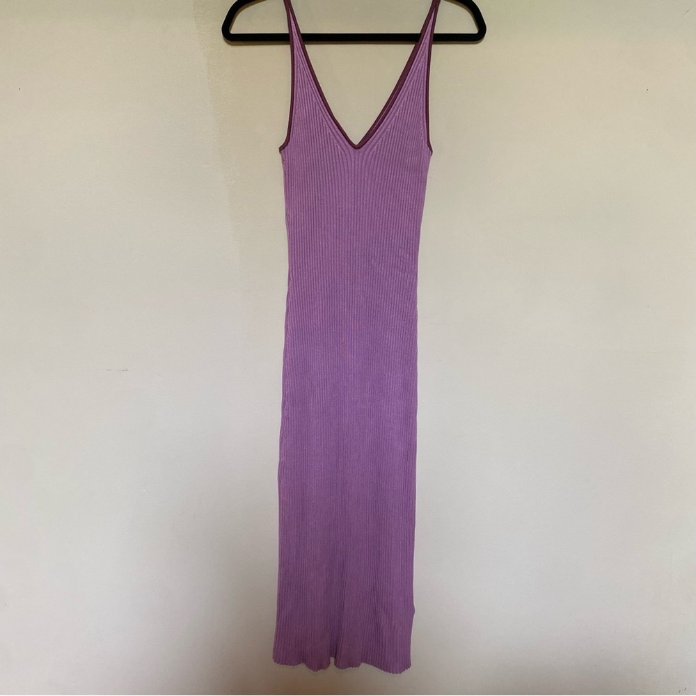 Abercrombie & Fitch Midi Dress Women’s XL Mauve Pink Ribbed Keyhole Leg Slit NWT - Picture 8 of 10